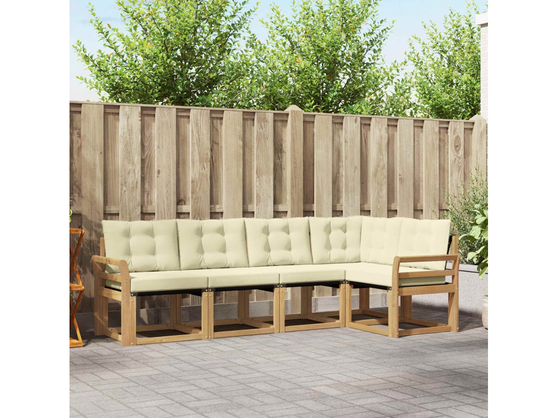Vidaxl Conjunto De Sofás Para Exterior 5 Pcs Branco E Creme