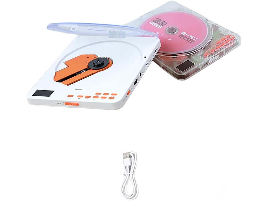 Leitor Cd Portátil, Transmissor Sem Fio 5.0, Bateria Recarregável De 2000 Mah, Compátivel Com Cartões
