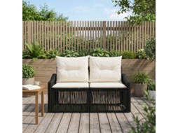Vidaxl Sofá De Jardim 2-número De Lugares Preto Vime Pe