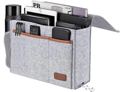 Bolsa Organizadora Com 3 Bolsos Para Cabeceira Porta Controles Livros Óculos Canetas Garrafas Em Feltro