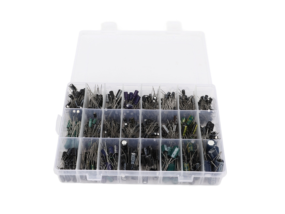Kit De Capacitores Eletrolíticos De Alumínio 24 Valores 0.1uf A 1000uf 630 Peças