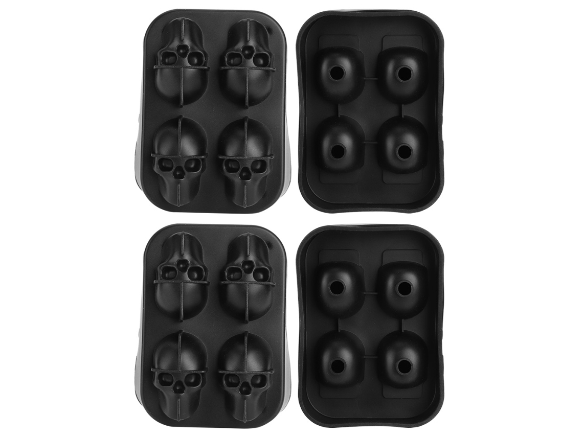Conjunto De 2 Formas De Gelo Em Silicone Com 4 Compartimentos Formato Caveira Para Uso Doméstico E Bares