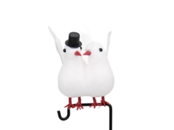 Casal de Pombos Brancos de Simulação para Casamento Decoração com Pena, Ornamento de Modo Mall LAXISCREED