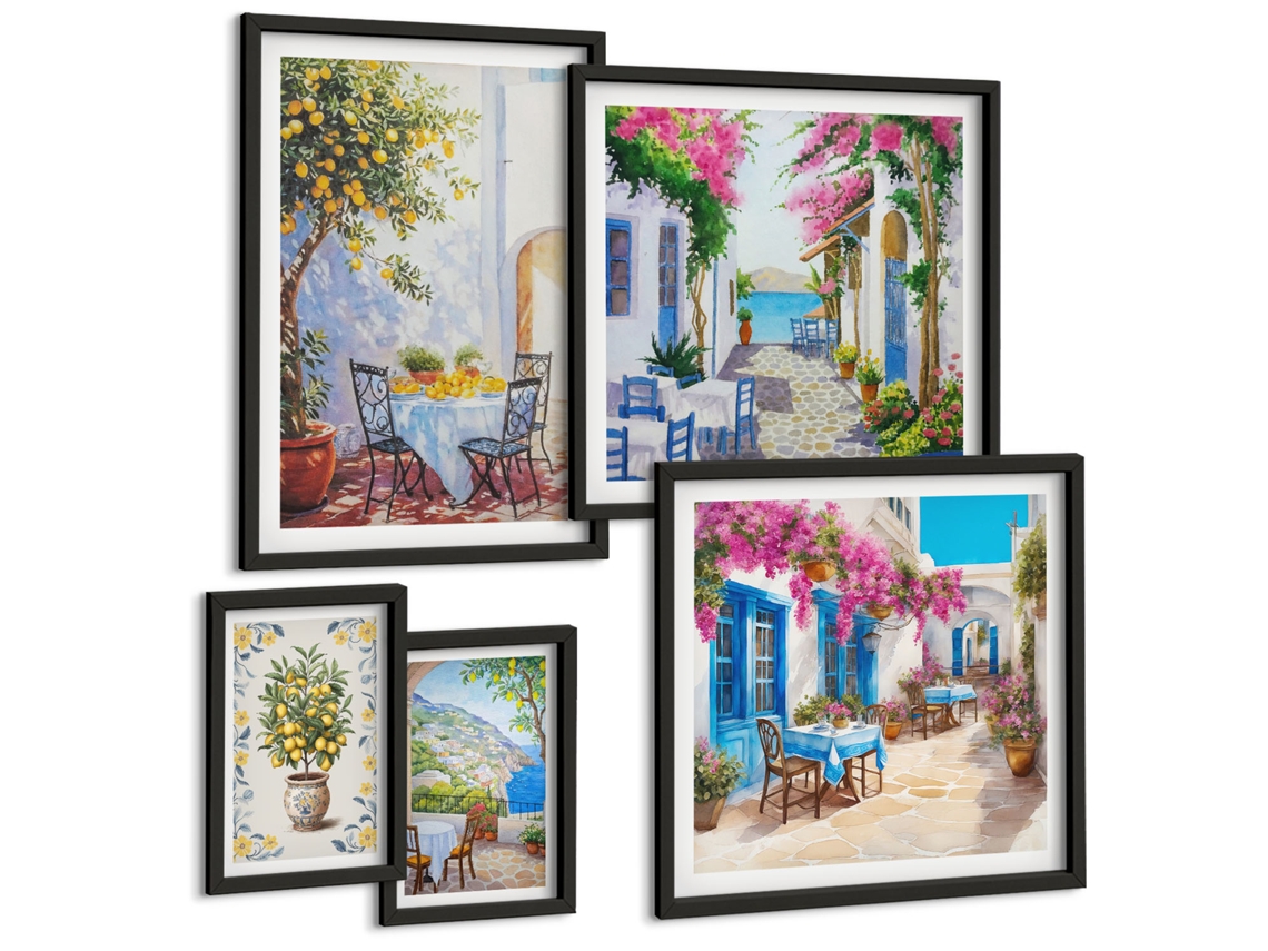 Conjunto De Pinturas Paisagens Encantadoras Com Flores Espelharte (5 Peças)