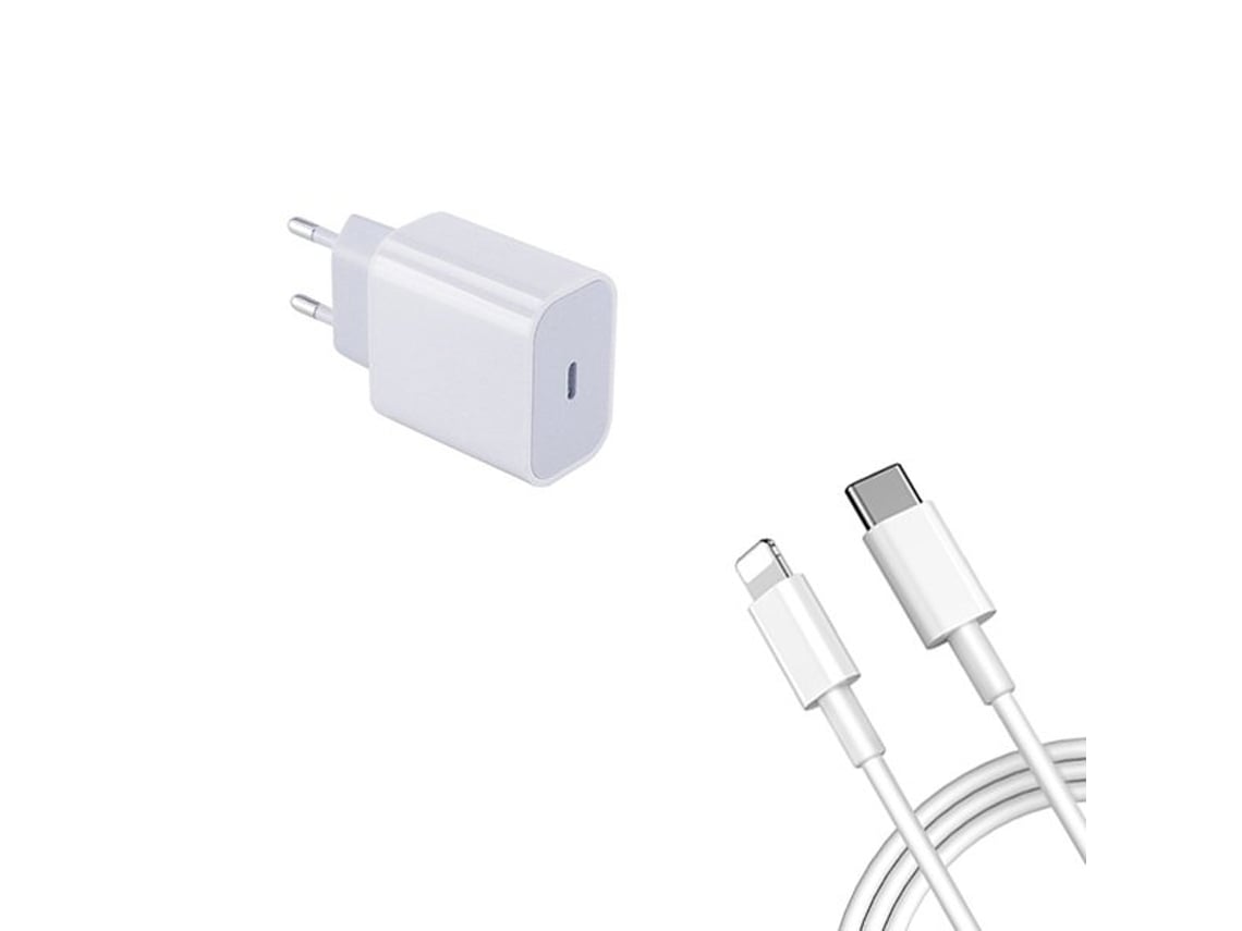 Kit Base Carregador USB-C FastCharge 20W + Cabo USB-C - Lightning PD e  Certificado MFI para iPhone 14 White