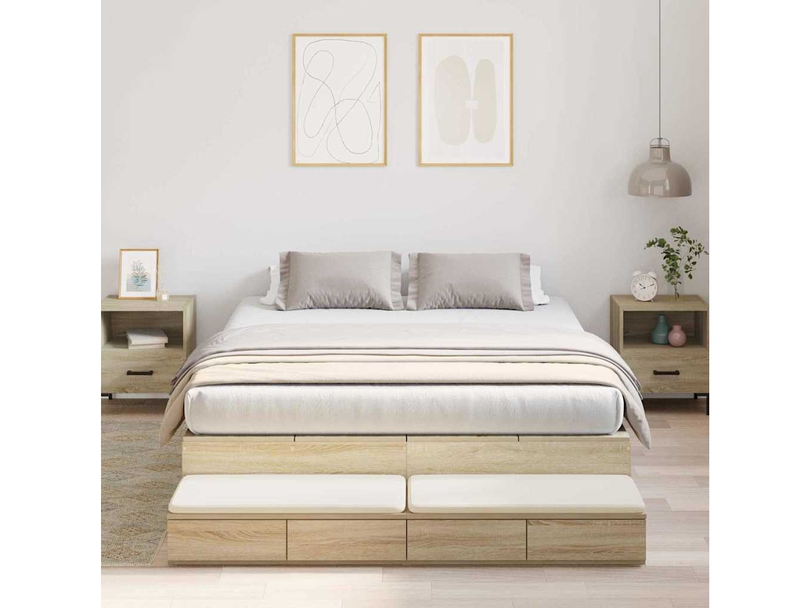 Vidaxl Estrado De Cama Com Arrumação Com Gaveta Carvalho Sonoma 150 Cm