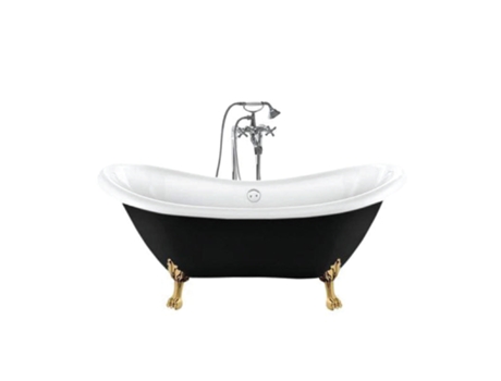 Banhista Com Pés Darlington Preto 175 Cm Pés Leão Dourados ROGIER & MOTHES