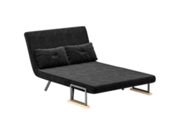Cama sofá conversível 4 em 1, com encosto reclinável, 2 lugares, almofadas ajustáveis, 5 níveis, 102x73x81cm, preta | S/MARCA