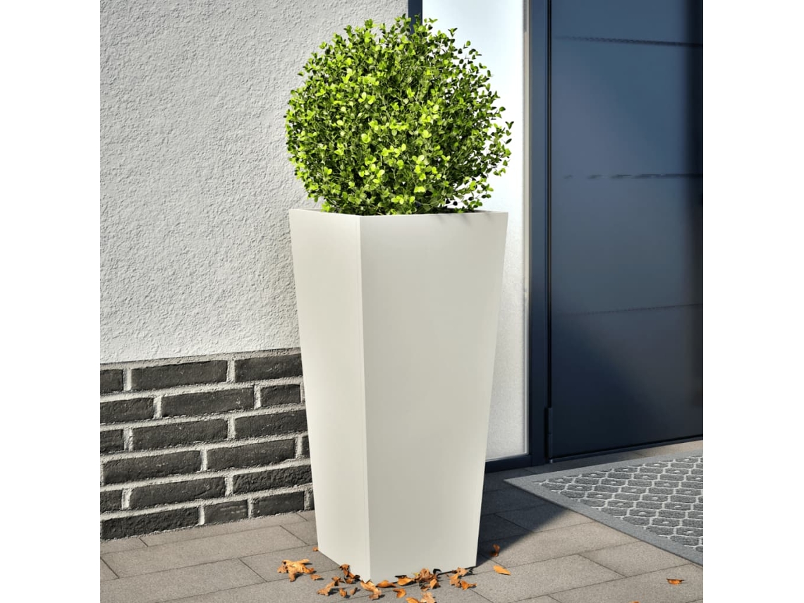 Vidaxl Vaso/floreira De Jardim 2 Pcs 35x35x75 Cm Aço Branco