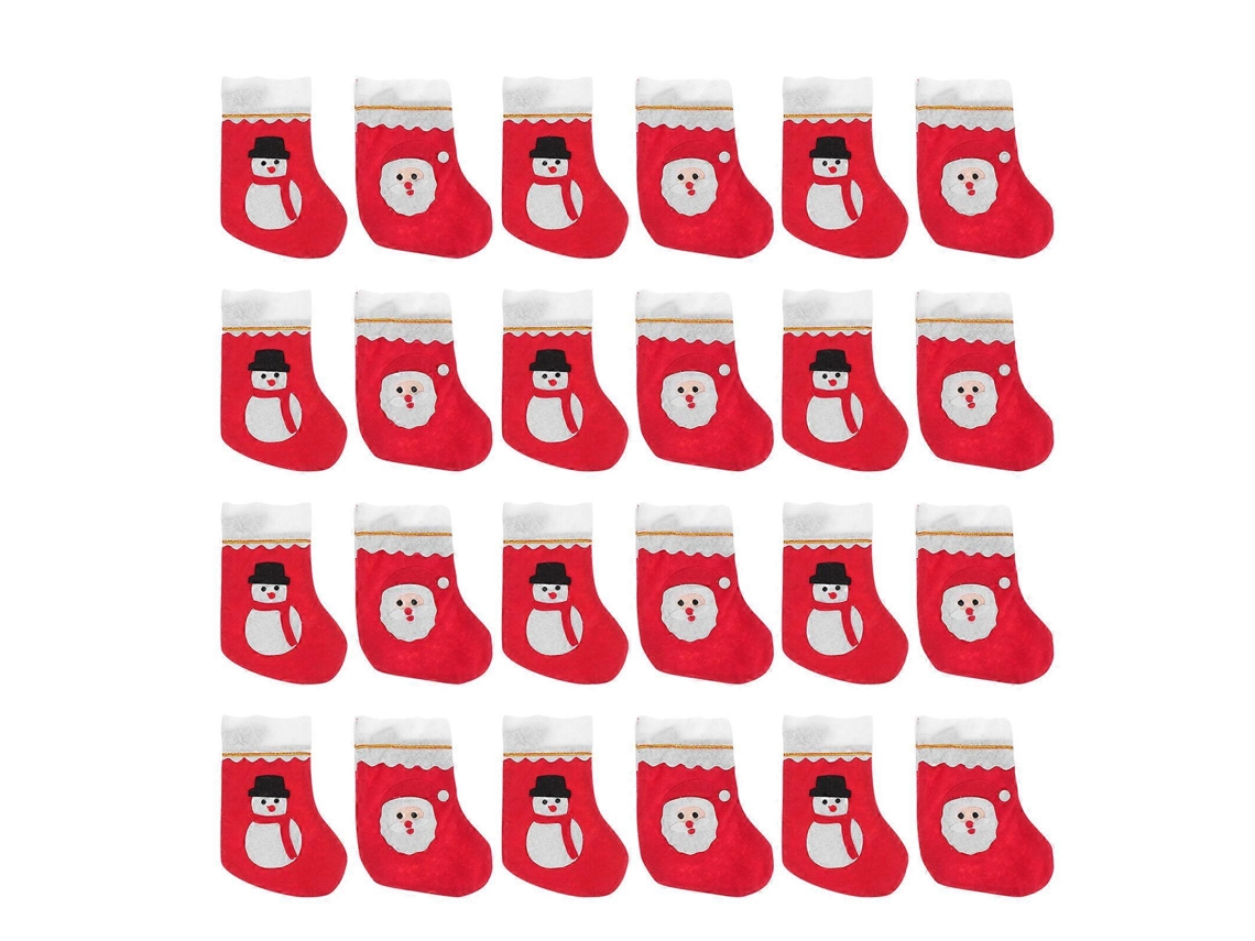 24 Meias De Natal Em Miniatura Com Design De Chapéu E Faixa, Decorações De Natal, Sacolas De Presente De Natal. Loja Olysi