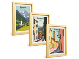 Pinturas Murais Modernaspaisagens De Montanha E Itália Moldura Dourada Fotos Para O Corredor Espelharte (3 Peças 20x30 Cm)