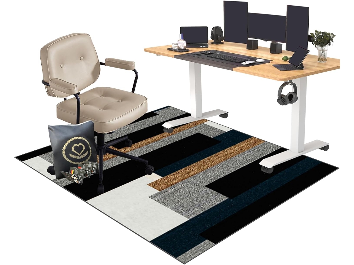 Tapete Protetor Piso Escritório Cadeira Gamer Antiderrapante 90 X 140 Cm Piso Carpete Madeira Cadeiras | Ca...