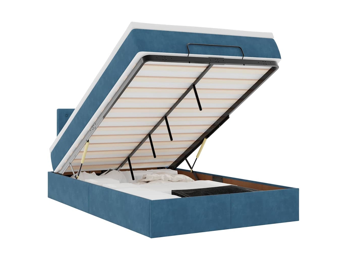Ottoman Bed, Ottoman Beds Vidaxl Azul Veludo (120 X 200 Cm)