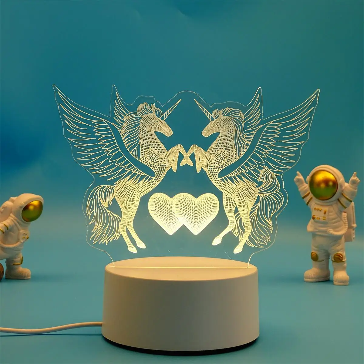 Luminária Noturna Led Usb 3d em Acrílico , Ideal para Decoração de Casa e Quarto. MDUG (7 Cores)