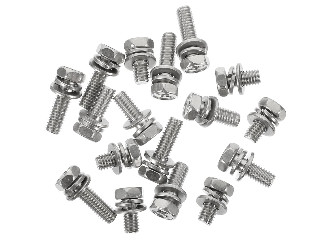 Conjunto De 18 Parafusos E Porcas Métricas M6 Em Aço Inoxidável Para Bateria Motocicleta, Inclui Arruelas Nos Tamanhos