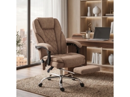 Ergonomic Office Chair With Massage Function, Footrest, Swivel, Rollable, Brown