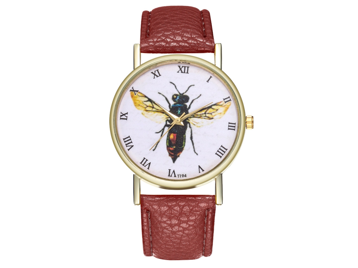 Reloj De Mujer Zhoulianfa Cuero Quartz Especimen Insecto Marrón T194-a
