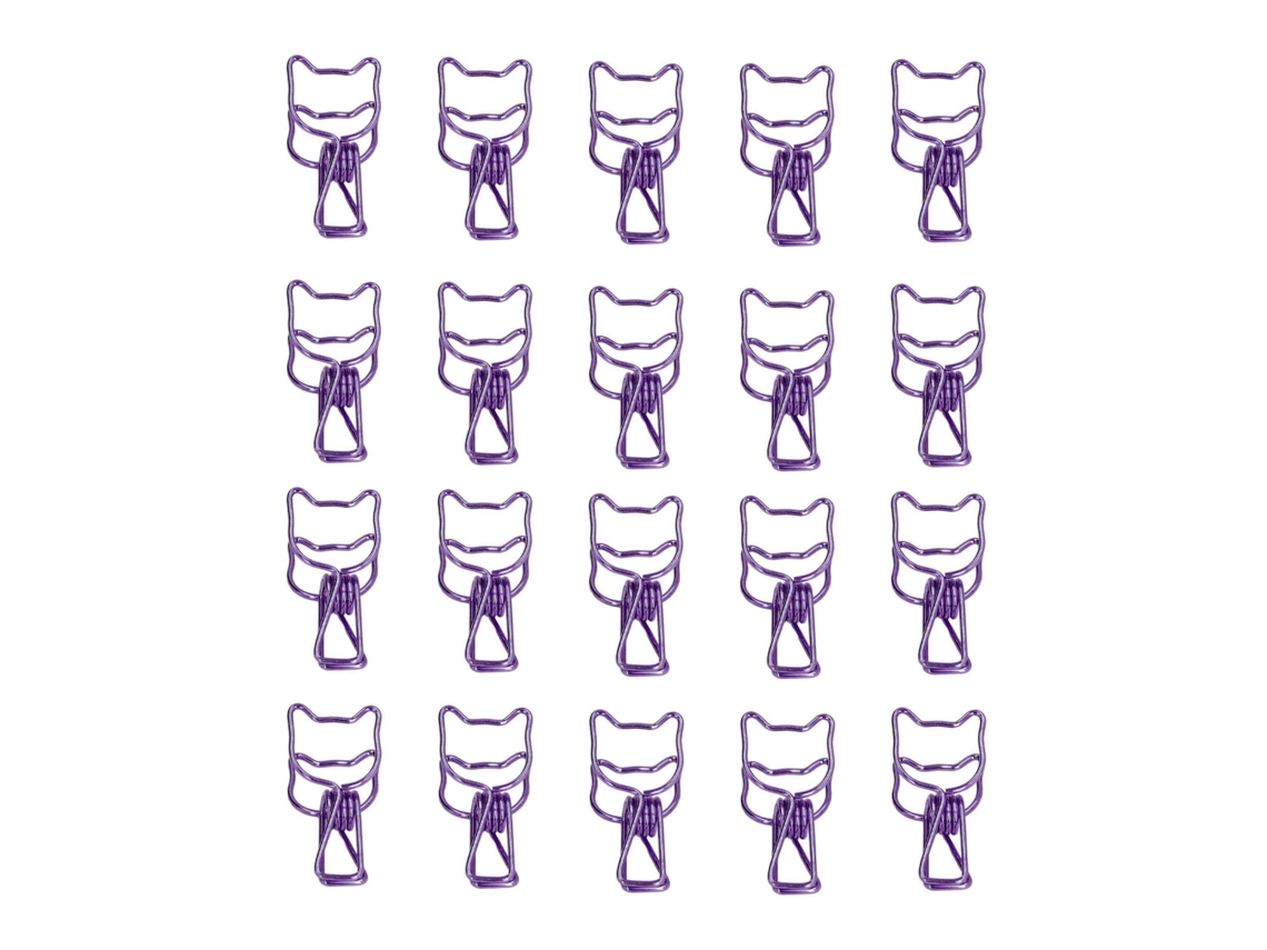 20 Clips De Papel Decorativos Estables Reutilizables Con Diseño Hueco Y Estilo Elegante Morado Para Oficina