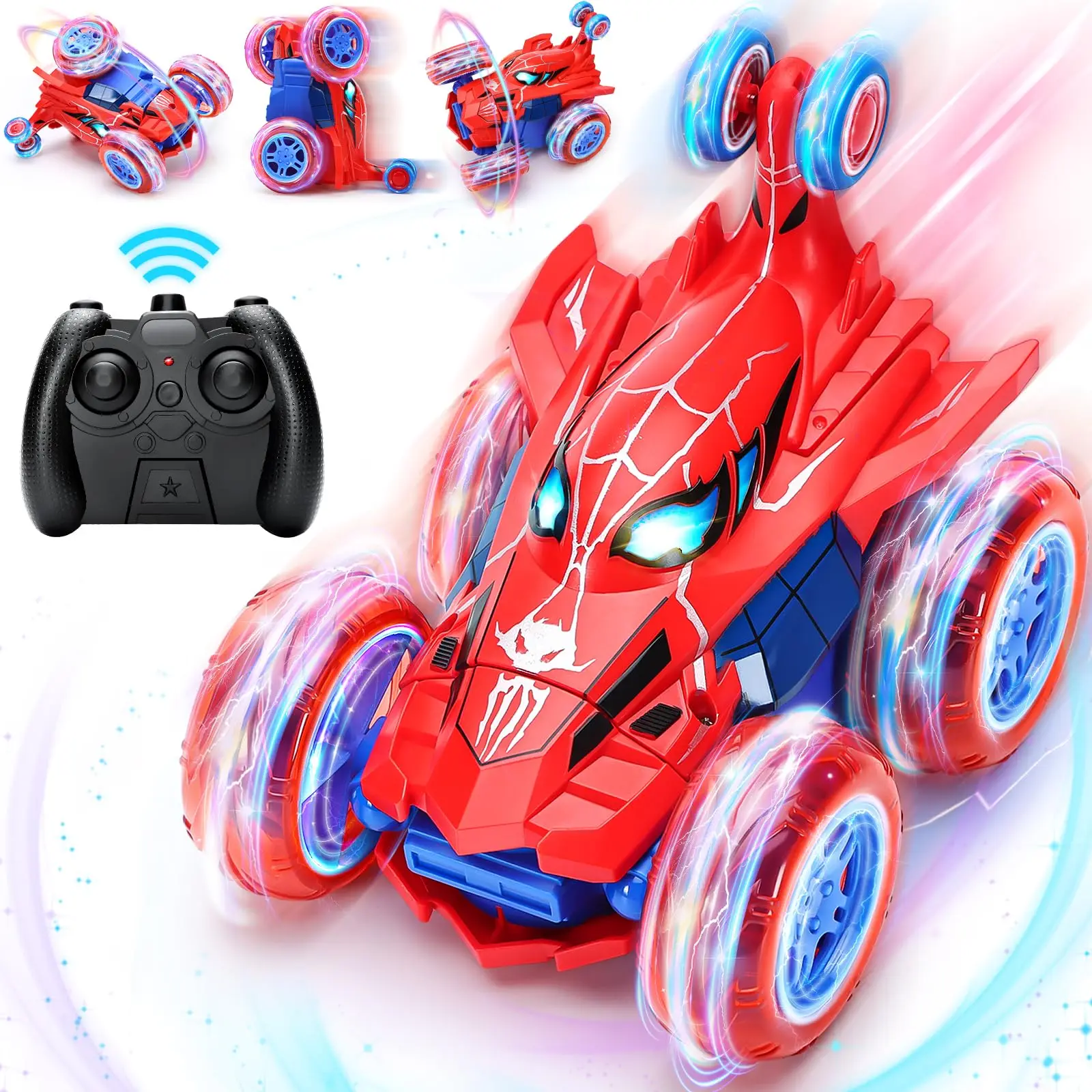 Carrinho de Controle Remoto com Tema de Aranha Manobras Radicais, 2.4ghz MDUG (vermelho)