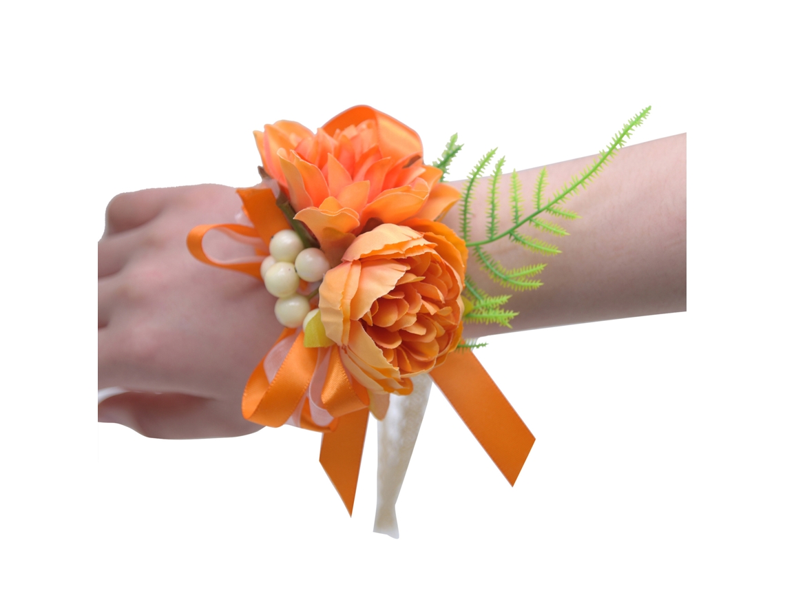 Laxiscreed Bouclier Artificial Peônia Dahlia Para Noiva E Madrinhas, Floral De Paraíso Em Laranja