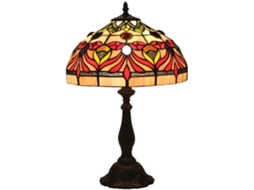 Abajur De Mesa Tiffany 30cm Com Vidro Colorido E Cúpula Retrô, Luminária De Leitura, Iluminação De Cabeceira Para Quarto