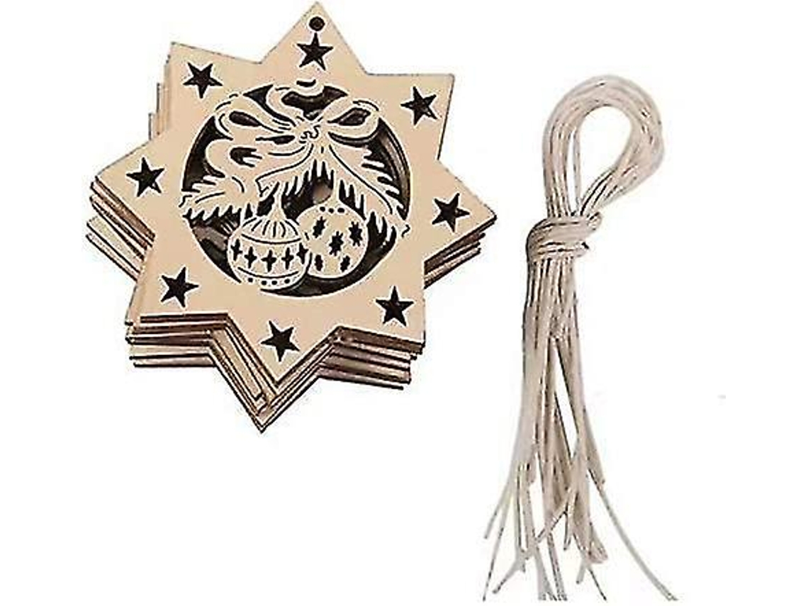 10 Enfeites De Madeira Para Árvores De Natal, Decorações Penduradas Com Corda Olysi Shop