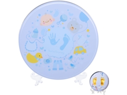 Kit para Moldar Pegadas de Bebê e Recém nascido em Azul Claro, Massa de Modelar Atóxica, CHABERLU