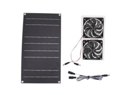 Kit Ventilador Solar 100w Ip67 Duplo Silencioso para Casa Animal