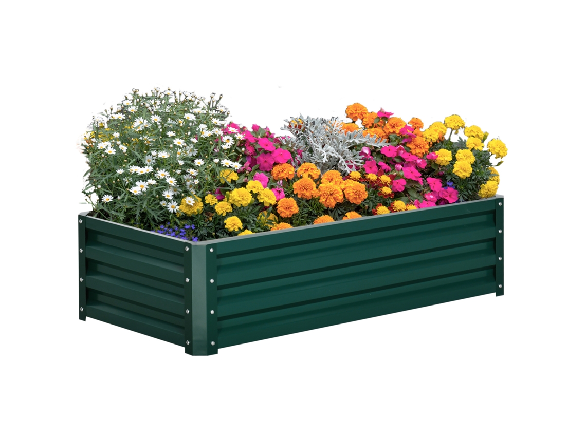 Jardim Quadrado Retangular, Chapa de Aço Ondulado, 120x60x30 cm, Verde Escuro Envio Rápido