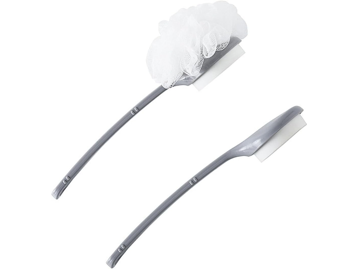 Conjunto De Escova Banho Homoyoyo 2 Peças Com Cabo Longo, Massageador De Costas E Escova Esfoliante Corporal, Cinza