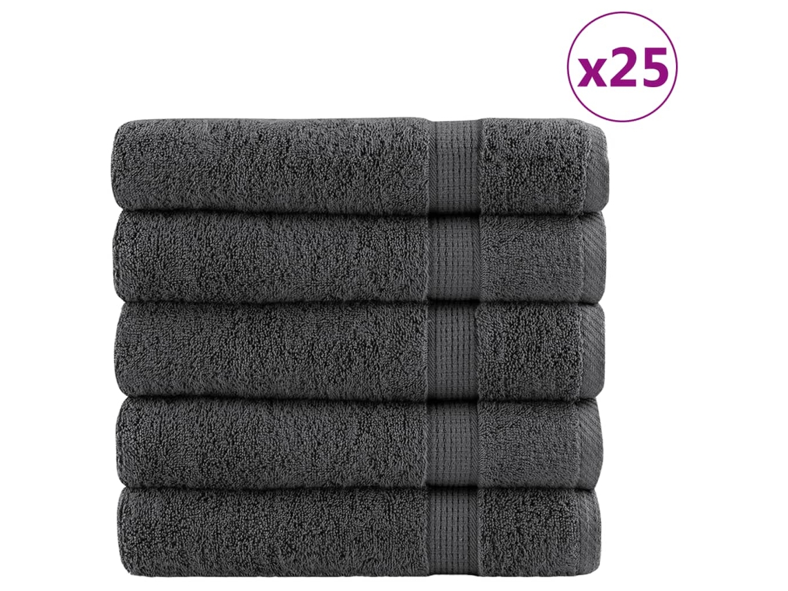 Vidaxl Toalhas Banho Premium Solund 25pcs 100x150cm 600gsm Antracite