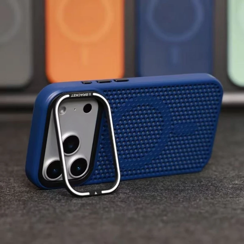 Capa Protetora Com Dissipação De Calor E Suporte Para Câmera (azul Escuro Para Iphone 17), Compatível Com Carregamento Sem Fio.