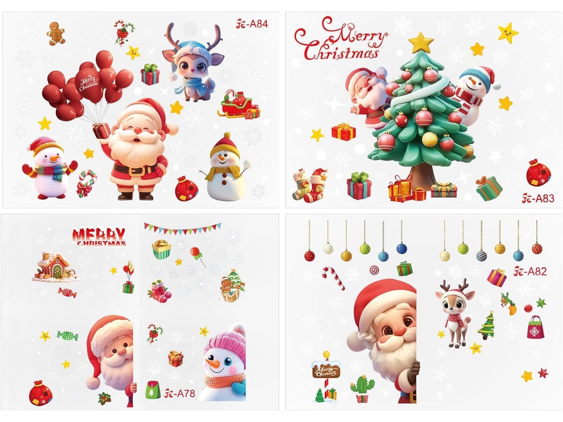 Adesivos Inverno Janelas Decorações Removíveis Festas Papai Flocos Quarto Banheiro Estar Cozinha Dormitório GOKOCO