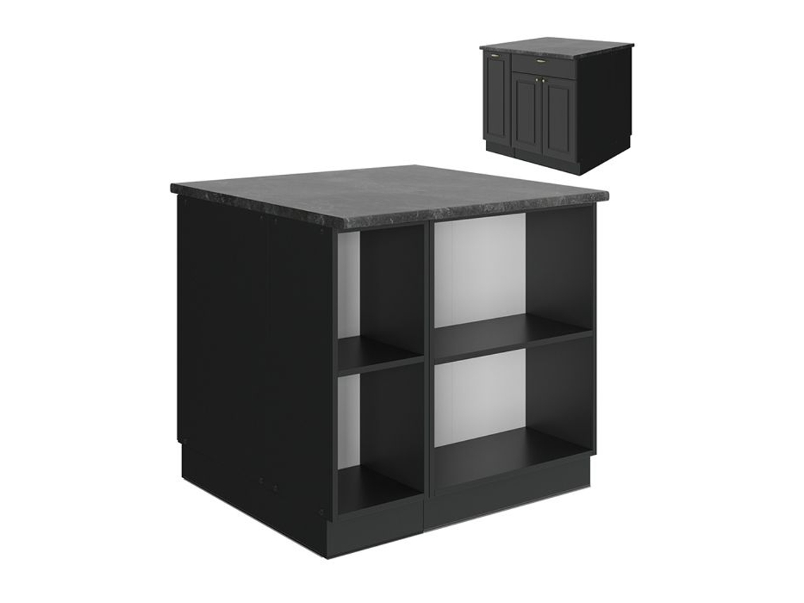 Ilha De Cozinha Fame-line, 90cm Sem Pt, Antracite-dourado Country, Antracite, Vicco Opt.2