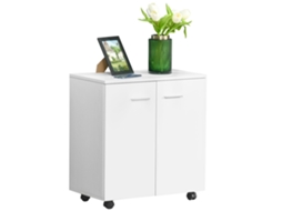 Armário De Armazenamento Moderno Móvel Para Armazenamento Com Rodas Armário E Prateleiras 60x35x65cm Branco