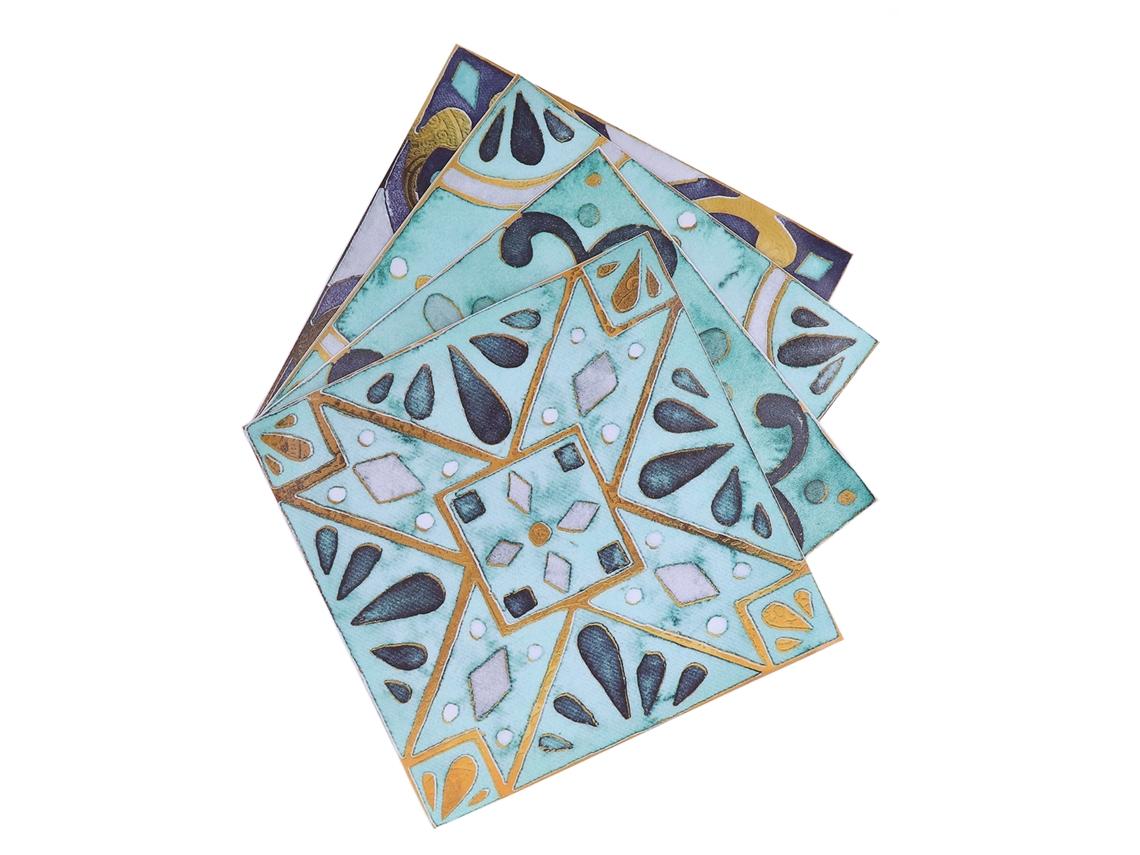 Laxiscreed Conjunto De 4 Autocolantes De Azulejos Retro À Prova De Água Para Cozinha E Casa De Banho