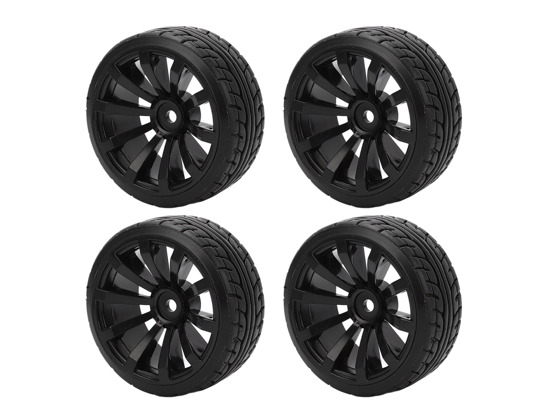 Mali 4pcs Pneus de Drift Duros para Carro Rc 1/10 Tamiya Tt02 Conjunto de Rodas e Pneus de Borracha Preto
