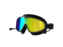 Óculos de Natação Hd À Prova D'água e Antiembaçante com Armação Ampla, Preto, Equipamento Esportivo Colorido AQUAFORGE