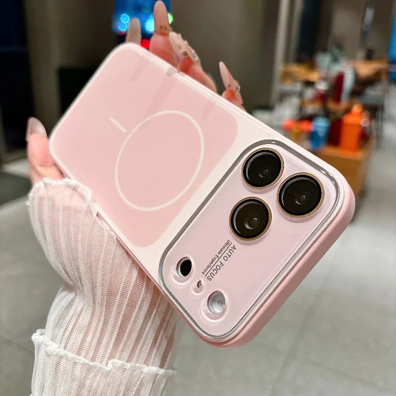 Capa Protetora De Silicone Dedicada Ao Carregamento Sem Fio Para Iphone 17 (rosa), Em Formato De Bloco De Acrílico.
