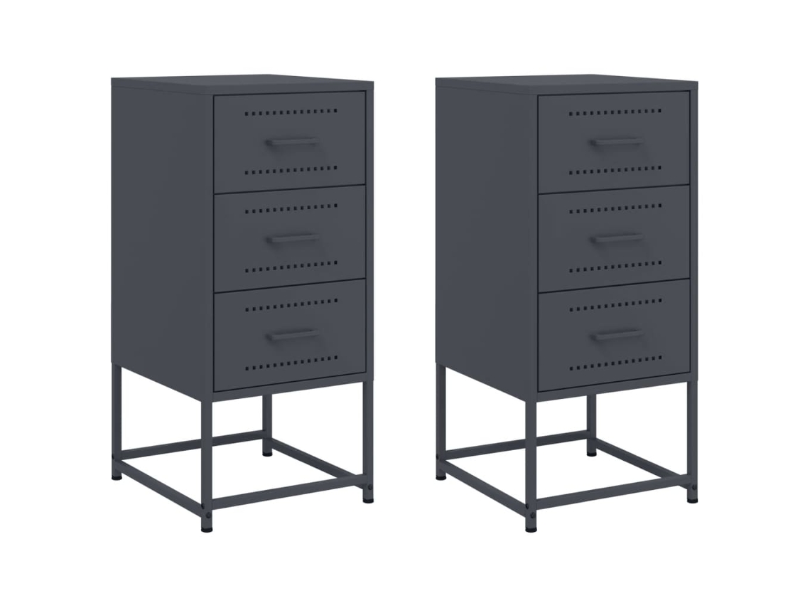 Mesas de Cabeceira 2 Pcs 36x39x78 Cm Aço Antracite MAISON EXCLUSIVE