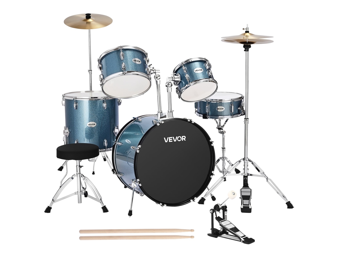 Bateria Infantil De 5 Peças De 558,8 Mm Para Iniciantes E Estudantes, Azul Cascalho Vevor