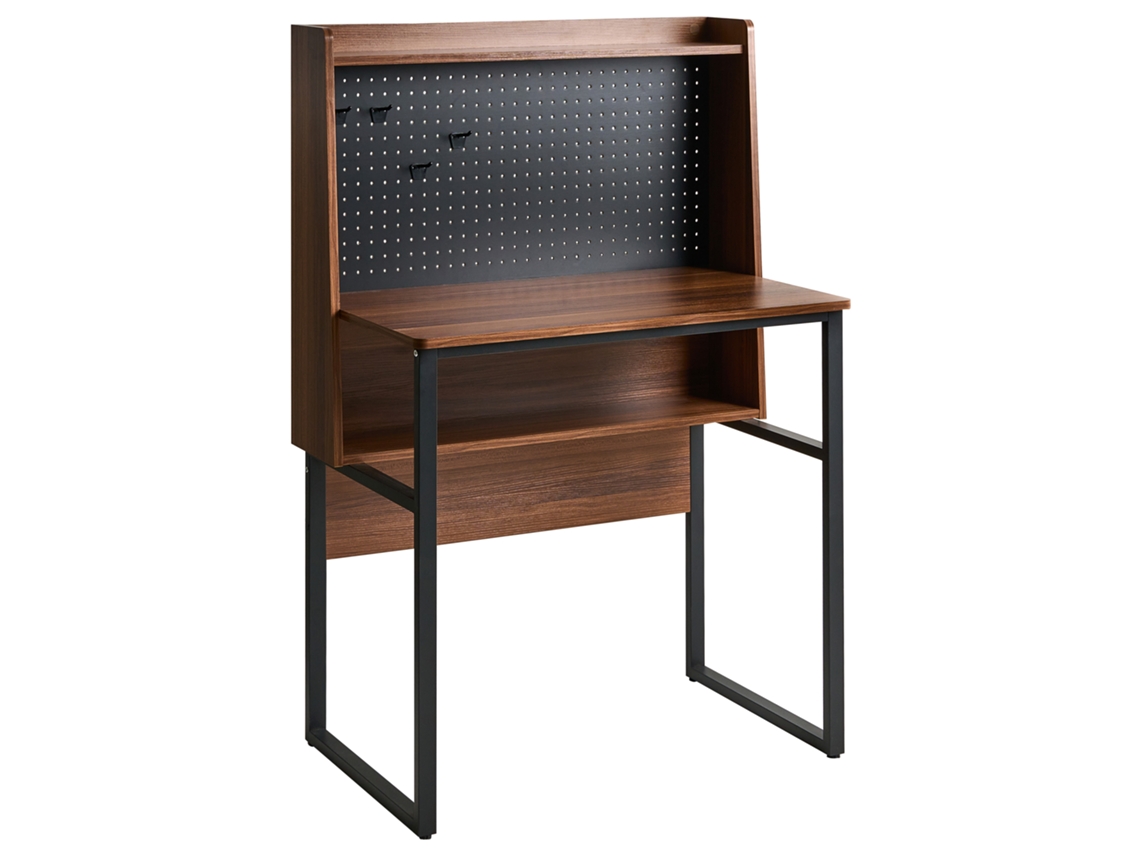 Escritorio Con Tablero Perforado Beliani Buxton De Tablero De Partículas Marrón 84x48x121