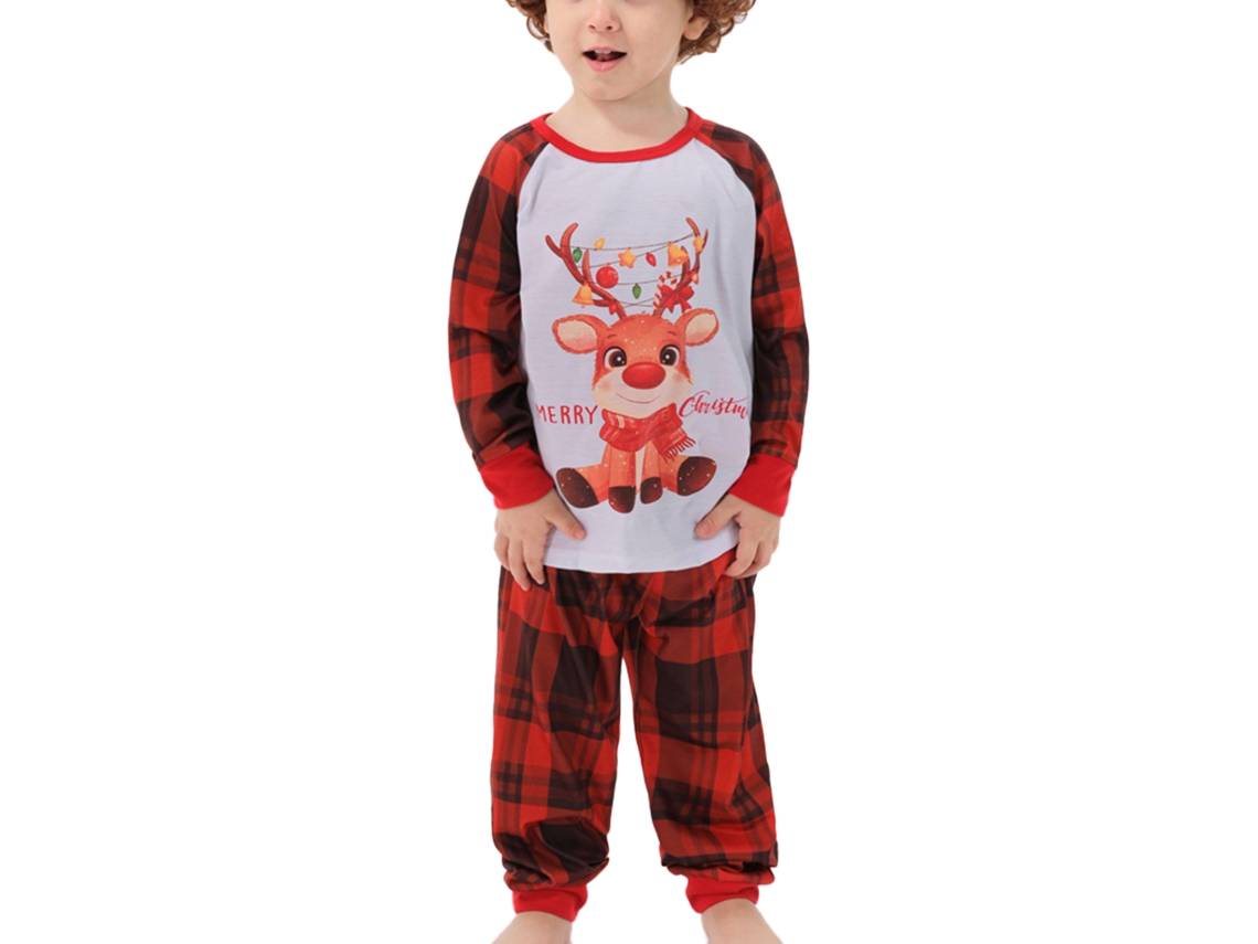 Laxiscreed Conjunto De Pijamas Natal Family Com Gola Redonda, Estampas De Árvores E Grelha Para Toda A Família