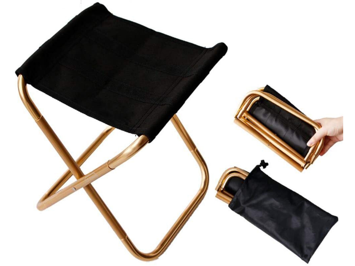 Cadeira dobrável portátil golden mini com bolsa, banquinho ultraleve para praia, pesca e camping | AQUAFORGE | AQUAFORGE