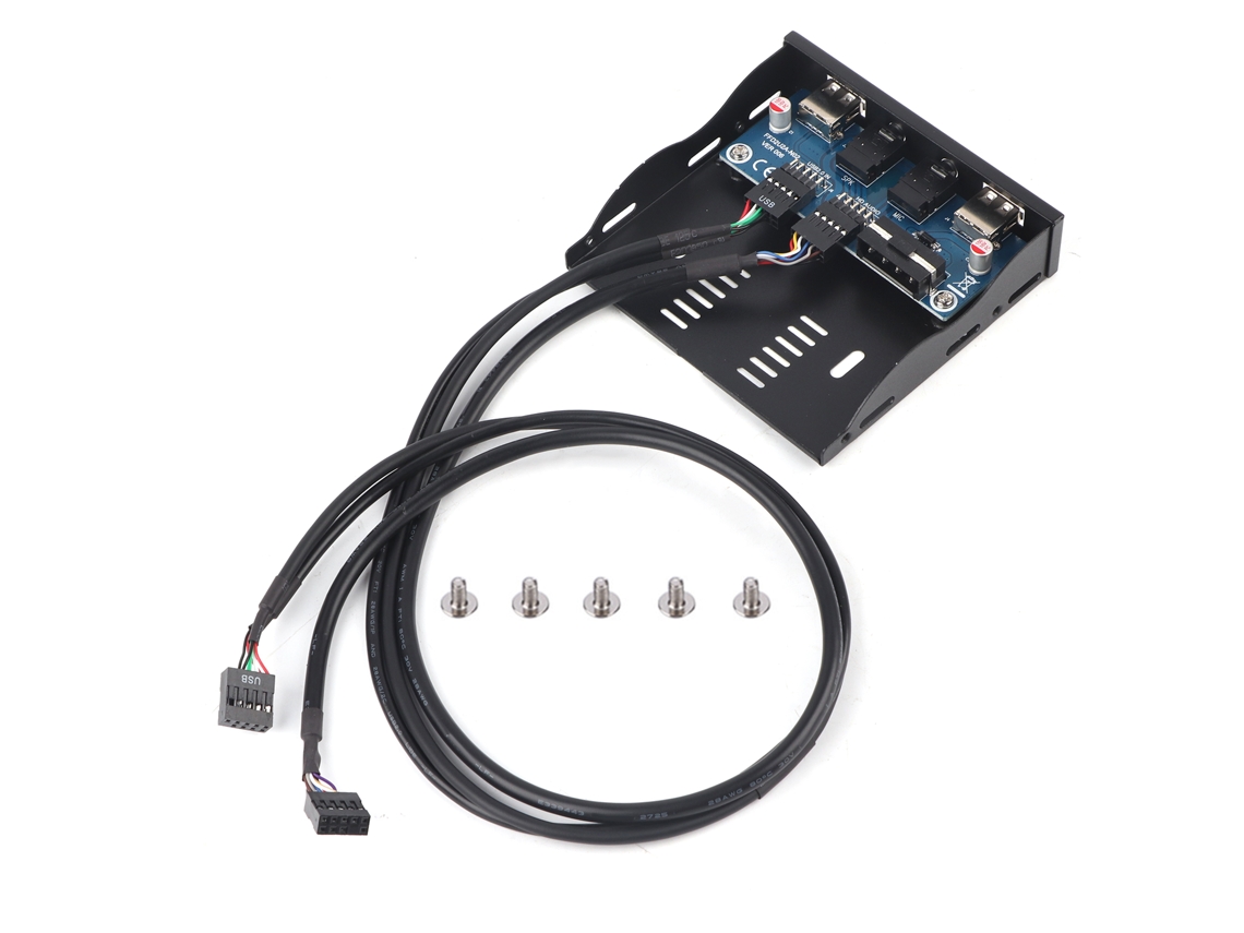 Painel Frontal Floppy Hdaudio Usb2.0 3.5'' 9pin Para Interface 2 Usb2.0 Com Áudio De Microfone