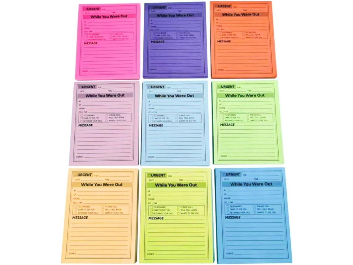 9 Cadernos De Notas Autocolantes Em Papel Fluorescente, Mémo Compactos Adesivo Reposicionável