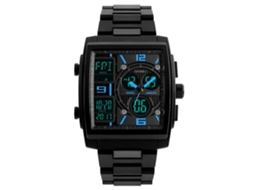 Relógio masculino moderno, resistente, luminoso, resistente à água até 50 metros, movimento de quartzo, pulseira azul.