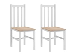 Conjunto 2 Cadeiras de Sala de Jantar Madeira de Pinho Cor Branco 38.5x47.5x99 cm Homcom
