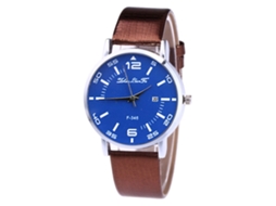 Relógio de pulso casual para casal Zhoulianfa com pulseira de couro PU, cor café.