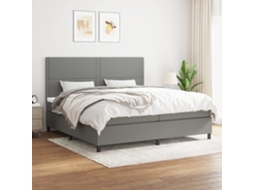 Cama Com Molas/colchão 200x200 Cm Tecido Cinzento-escuro